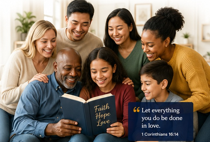 A family reading together